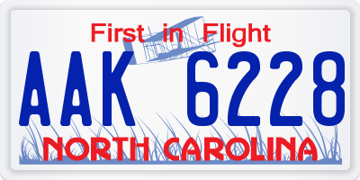 NC license plate AAK6228