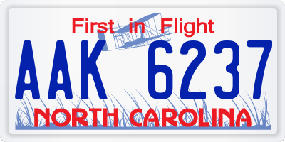 NC license plate AAK6237