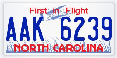 NC license plate AAK6239