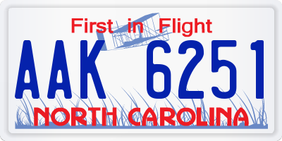 NC license plate AAK6251