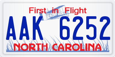 NC license plate AAK6252
