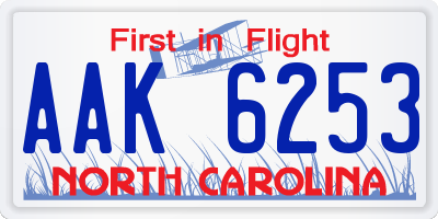 NC license plate AAK6253