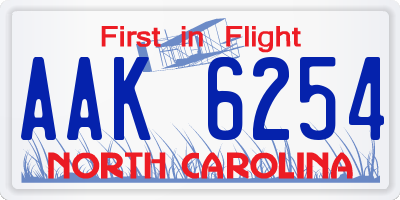 NC license plate AAK6254