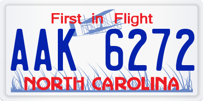 NC license plate AAK6272