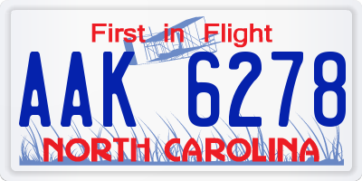 NC license plate AAK6278