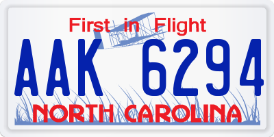 NC license plate AAK6294