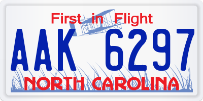 NC license plate AAK6297
