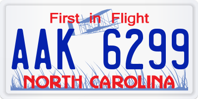 NC license plate AAK6299
