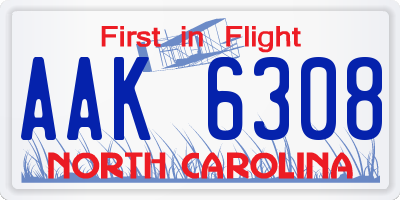 NC license plate AAK6308