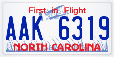 NC license plate AAK6319