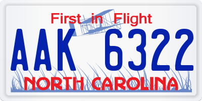 NC license plate AAK6322