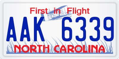 NC license plate AAK6339