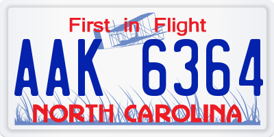 NC license plate AAK6364