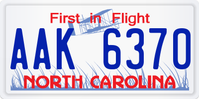 NC license plate AAK6370