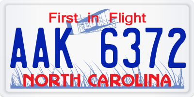 NC license plate AAK6372