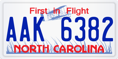NC license plate AAK6382