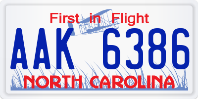 NC license plate AAK6386