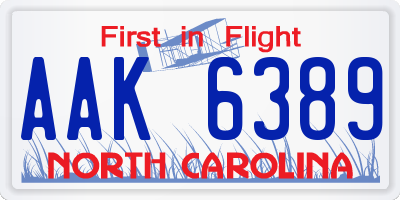 NC license plate AAK6389