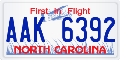 NC license plate AAK6392