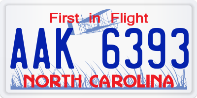NC license plate AAK6393