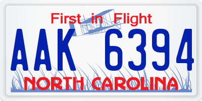 NC license plate AAK6394