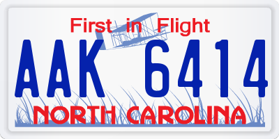 NC license plate AAK6414