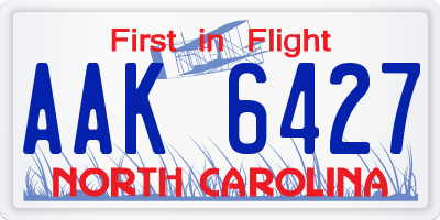 NC license plate AAK6427