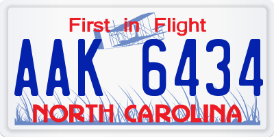 NC license plate AAK6434