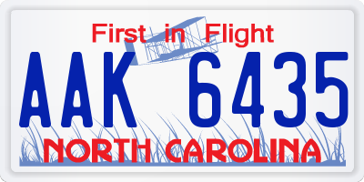 NC license plate AAK6435