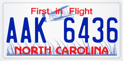 NC license plate AAK6436