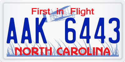 NC license plate AAK6443