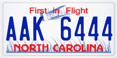 NC license plate AAK6444