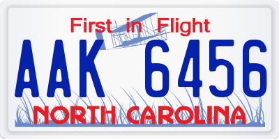 NC license plate AAK6456