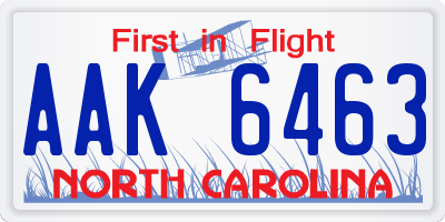 NC license plate AAK6463