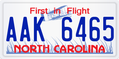 NC license plate AAK6465