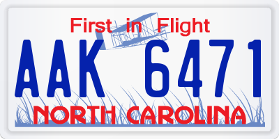 NC license plate AAK6471