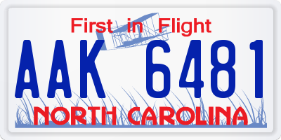 NC license plate AAK6481