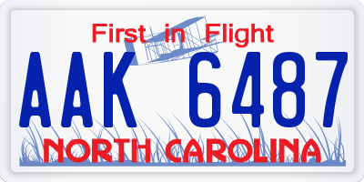 NC license plate AAK6487