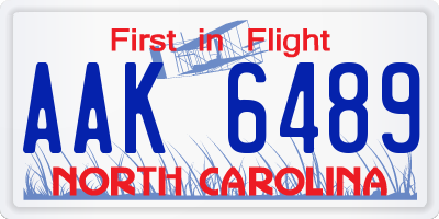 NC license plate AAK6489