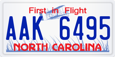 NC license plate AAK6495
