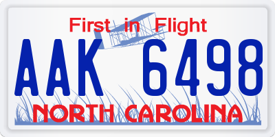 NC license plate AAK6498
