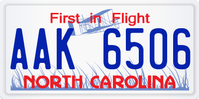 NC license plate AAK6506