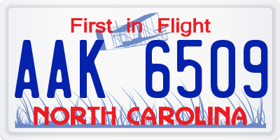NC license plate AAK6509
