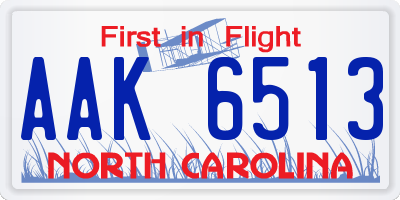 NC license plate AAK6513