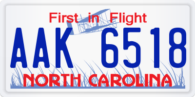 NC license plate AAK6518