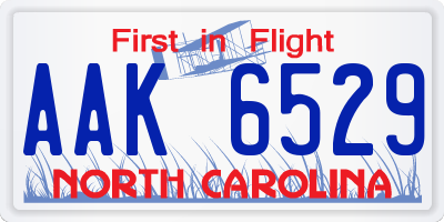 NC license plate AAK6529