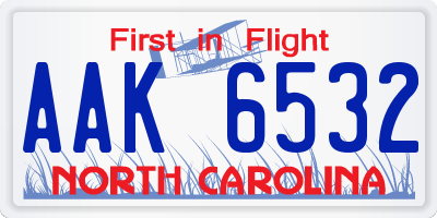 NC license plate AAK6532