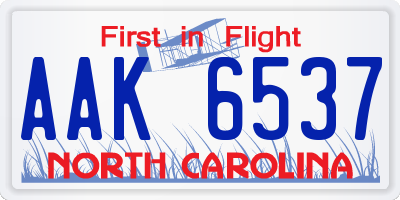 NC license plate AAK6537