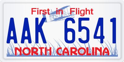 NC license plate AAK6541