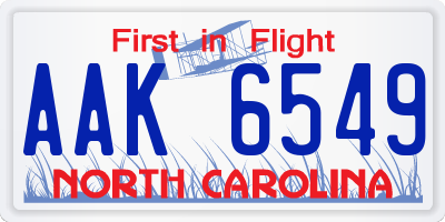 NC license plate AAK6549